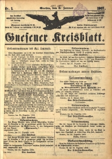 Gnesener Kreisblatt 1907.01.03 Nr1