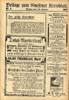 Beilage zum Gnesener Kreisblatt 1907.01.13 Nr4
