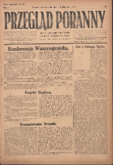 Przegląd Poranny: pismo niezależne i bezpartyjne 1921.11.14 R.1 Nr197