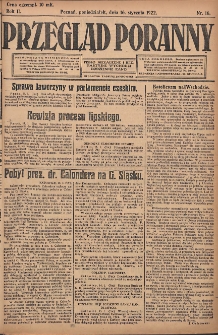 Przegląd Poranny: pismo niezależne i bezpartyjne 1922.01.16 R.2 Nr16