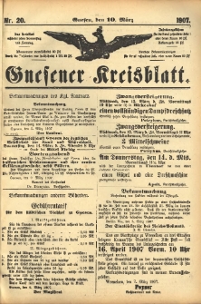 Gnesener Kreisblatt 1907.03.10 Nr20