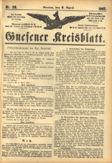 Gnesener Kreisblatt 1907.04.07 Nr28
