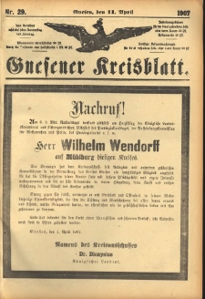 Gnesener Kreisblatt 1907.04.11 Nr29