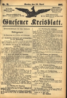 Gnesener Kreisblatt 1907.04.18 Nr31