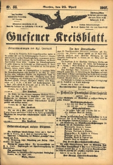 Gnesener Kreisblatt 1907.04.25 Nr33