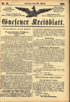 Gnesener Kreisblatt 1907.04.28 Nr34