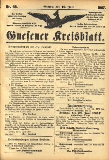 Gnesener Kreisblatt 1907.06.16 Nr48