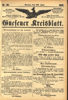 Gnesener Kreisblatt 1907.06.20 Nr49