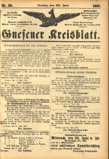 Gnesener Kreisblatt 1907.06.23 Nr50