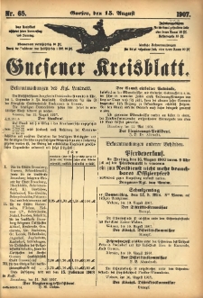 Gnesener Kreisblatt 1907.08.15 Nr65