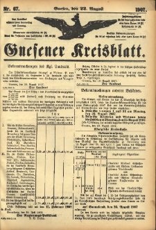 Gnesener Kreisblatt 1907.08.22 Nr67
