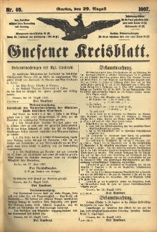 Gnesener Kreisblatt 1907.08.29 Nr69