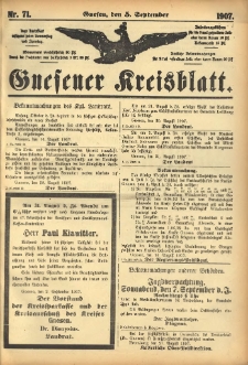 Gnesener Kreisblatt 1907.09.05 Nr71