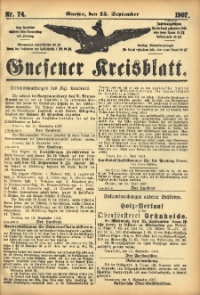 Gnesener Kreisblatt 1907.09.15 Nr74