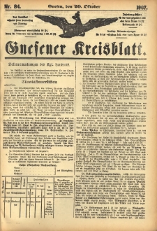 Gnesener Kreisblatt 1907.10.20 Nr84