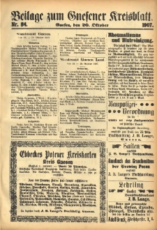 Beilage zum Gnesener Kreisblatt 1907.10.20 Nr84