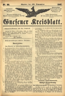 Gnesener Kreisblatt 1907.11.10 Nr90