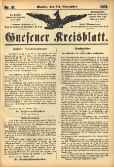 Gnesener Kreisblatt 1907.11.14 Nr91