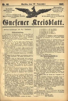 Gnesener Kreisblatt 1907.11.17 Nr92