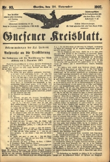 Gnesener Kreisblatt 1907.11.21 Nr93