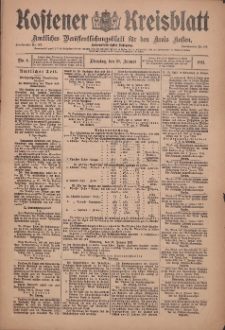 Kostener Kreisblatt: amtliches Veröffentlichungsblatt für den Kreis Kosten 1911.01.10 Jg.46 Nr4