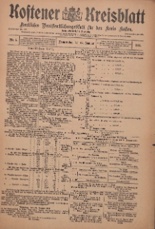 Kostener Kreisblatt: amtliches Ver&ouml;ffentlichungsblatt f&uuml;r den Kreis Kosten 1911.01.12 Jg.46 Nr5