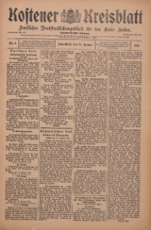 Kostener Kreisblatt: amtliches Veröffentlichungsblatt für den Kreis Kosten 1911.01.21 Jg.46 Nr9