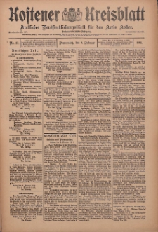 Kostener Kreisblatt: amtliches Ver&ouml;ffentlichungsblatt f&uuml;r den Kreis Kosten 1911.02.09 Jg.46 Nr17