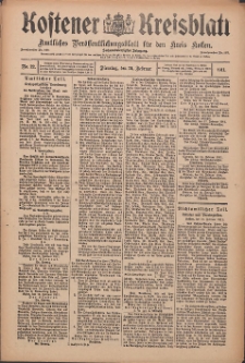 Kostener Kreisblatt: amtliches Veröffentlichungsblatt für den Kreis Kosten 1911.02.21 Jg.46 Nr22