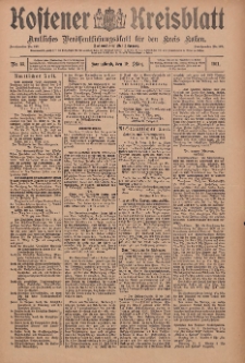 Kostener Kreisblatt: amtliches Ver&ouml;ffentlichungsblatt f&uuml;r den Kreis Kosten 1911.03.18 Jg.46 Nr33