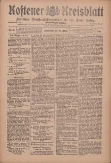 Kostener Kreisblatt: amtliches Ver&ouml;ffentlichungsblatt f&uuml;r den Kreis Kosten 1911.03.25 Jg.46 Nr36