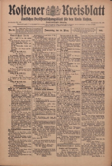 Kostener Kreisblatt: amtliches Veröffentlichungsblatt für den Kreis Kosten 1911.03.30 Jg.46 Nr38