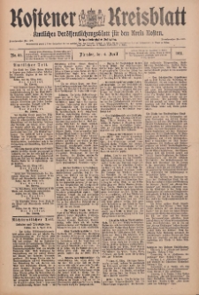 Kostener Kreisblatt: amtliches Ver&ouml;ffentlichungsblatt f&uuml;r den Kreis Kosten 1911.04.04 Jg.46 Nr40