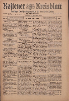 Kostener Kreisblatt: amtliches Ver&ouml;ffentlichungsblatt f&uuml;r den Kreis Kosten 1911.04.08 Jg.46 Nr42