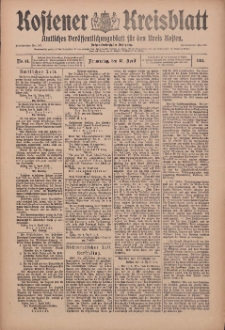 Kostener Kreisblatt: amtliches Veröffentlichungsblatt für den Kreis Kosten 1911.04.13 Jg.46 Nr44