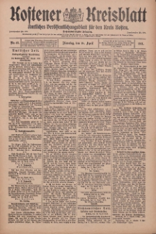 Kostener Kreisblatt: amtliches Veröffentlichungsblatt für den Kreis Kosten 1911.04.15 Jg.46 Nr45