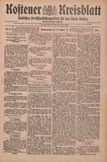 Kostener Kreisblatt: amtliches Veröffentlichungsblatt für den Kreis Kosten 1911.04.20 Jg.46 Nr47