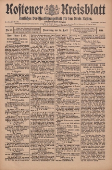 Kostener Kreisblatt: amtliches Ver&ouml;ffentlichungsblatt f&uuml;r den Kreis Kosten 1911.04.27 Jg.46 Nr50