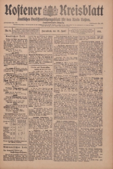 Kostener Kreisblatt: amtliches Veröffentlichungsblatt für den Kreis Kosten 1911.04.29 Jg.46 Nr51