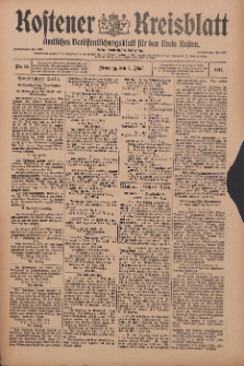 Kostener Kreisblatt: amtliches Ver&ouml;ffentlichungsblatt f&uuml;r den Kreis Kosten 1911.05.02 Jg.46 Nr52