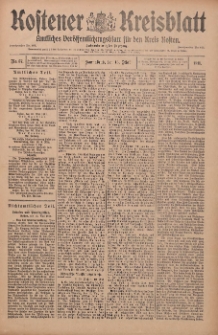 Kostener Kreisblatt: amtliches Ver&ouml;ffentlichungsblatt f&uuml;r den Kreis Kosten 1911.05.13 Jg.46 Nr57