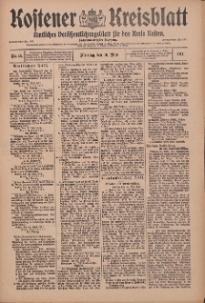 Kostener Kreisblatt: amtliches Ver&ouml;ffentlichungsblatt f&uuml;r den Kreis Kosten 1911.05.16 Jg.46 Nr58