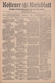 Kostener Kreisblatt: amtliches Veröffentlichungsblatt für den Kreis Kosten 1911.06.01 Jg.46 Nr65