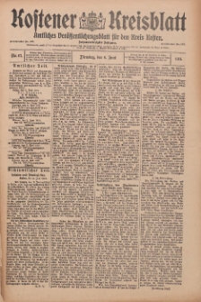Kostener Kreisblatt: amtliches Veröffentlichungsblatt für den Kreis Kosten 1911.06.06 Jg.46 Nr67