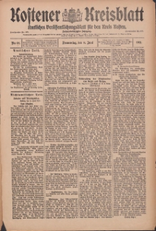 Kostener Kreisblatt: amtliches Ver&ouml;ffentlichungsblatt f&uuml;r den Kreis Kosten 1911.06.08 Jg.46 Nr68