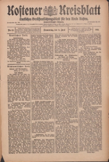 Kostener Kreisblatt: amtliches Veröffentlichungsblatt für den Kreis Kosten 1911.06.08 Jg.46 Nr68