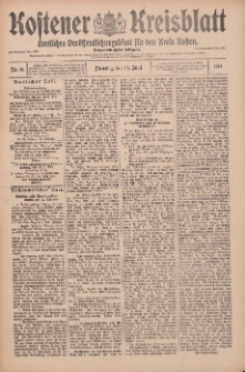 Kostener Kreisblatt: amtliches Ver&ouml;ffentlichungsblatt f&uuml;r den Kreis Kosten 1911.06.13 Jg.46 Nr70