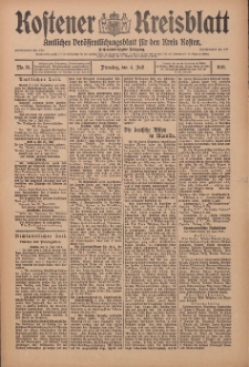 Kostener Kreisblatt: amtliches Ver&ouml;ffentlichungsblatt f&uuml;r den Kreis Kosten 1911.07.04 Jg.46 Nr79