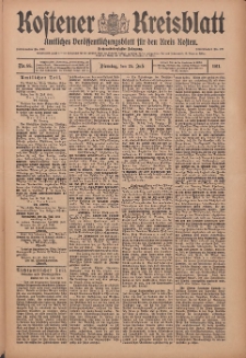 Kostener Kreisblatt: amtliches Ver&ouml;ffentlichungsblatt f&uuml;r den Kreis Kosten 1911.07.25 Jg.46 Nr88