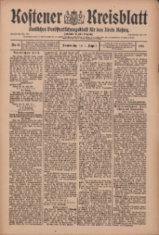 Kostener Kreisblatt: amtliches Ver&ouml;ffentlichungsblatt f&uuml;r den Kreis Kosten 1911.08.03 Jg.46 Nr92